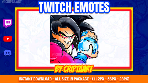 Goku Super Saiyan 4 Twitch Emote, Kame Hame Ha Emoji, Dragon Ball GT, ssj 4, Anime, icons for stream, discord, kick, youtube, tiktok