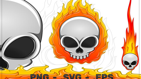 Vector Design With Skull Engulfed In Fire