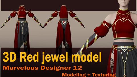 Red jewel model (Project files:  *zprj  *OBJ  *FBX  *PDF )+ texture