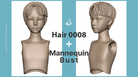 ㅣJC'sㅣ3D MODELSㅣHair+Mannequin Bust 0008