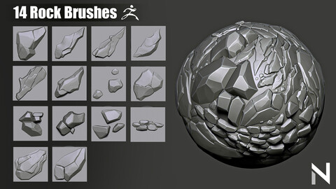 14 Rock Brushes for Zbrush