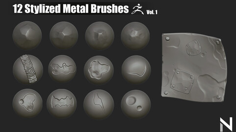 12 Stylized Metal Patterns for Zbrush