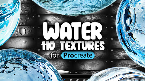 110 Procreate Water Textures | Procreate Seamless Water Brushes | Procreate Sea Brushes | Procreate Ocean Brush | Procreate Waves Brushes