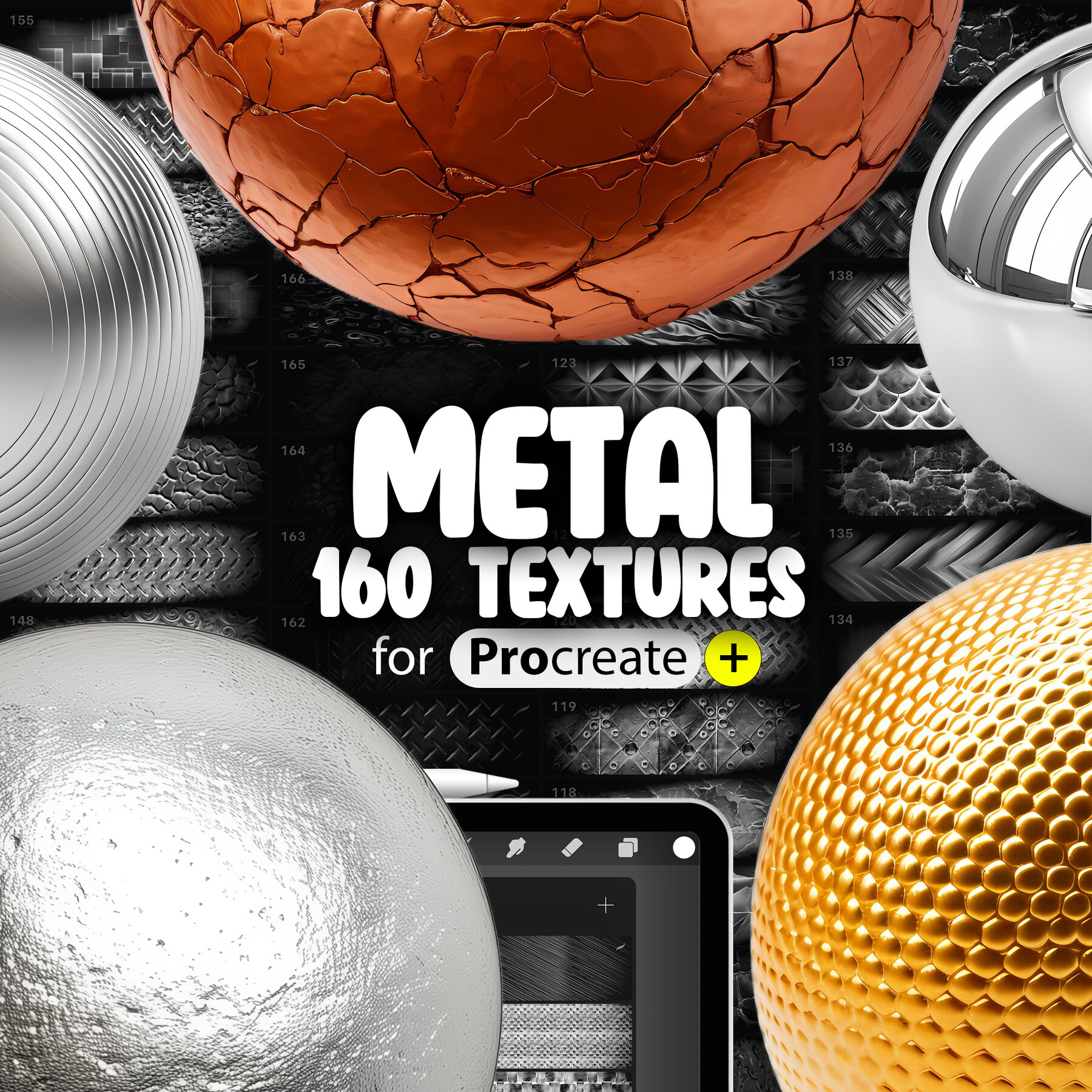 ArtStation - 160 Procreate Metal Texture | Metallic Procreate Texture ...