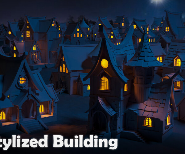 ArtStation - 9 Stylized Building-Base Mesh | Game Assets