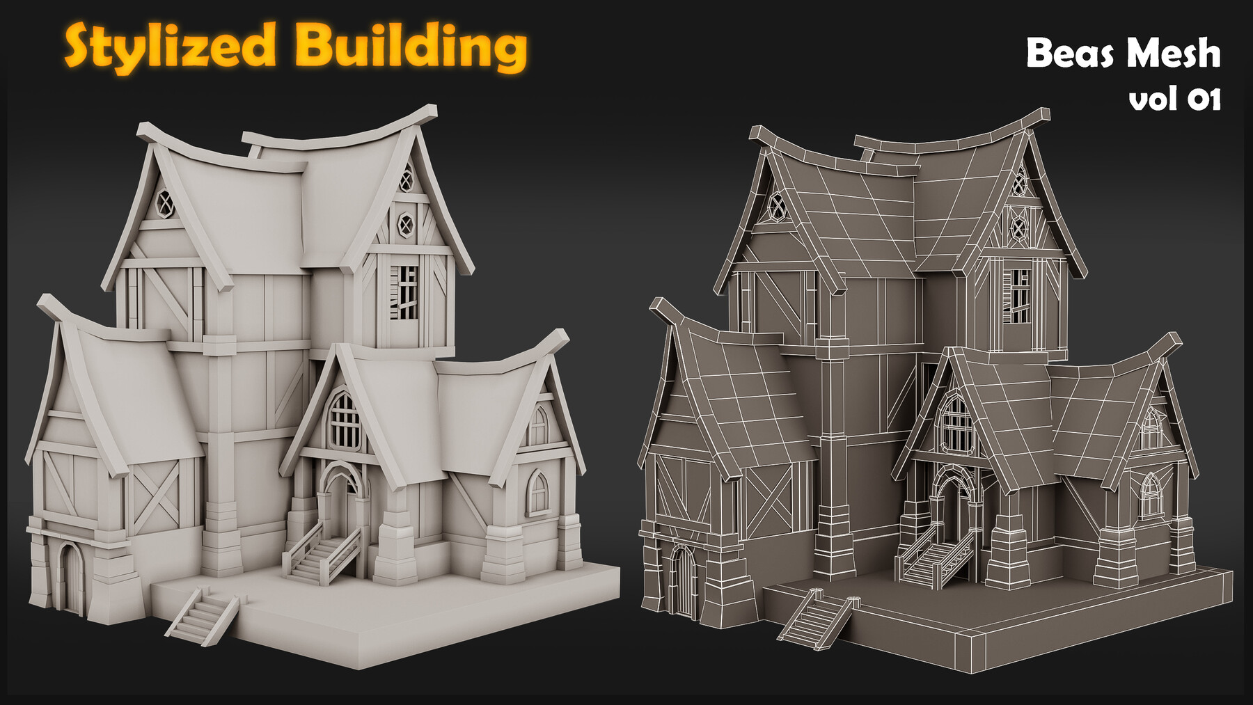 ArtStation - 9 Stylized Building-Base Mesh | Game Assets