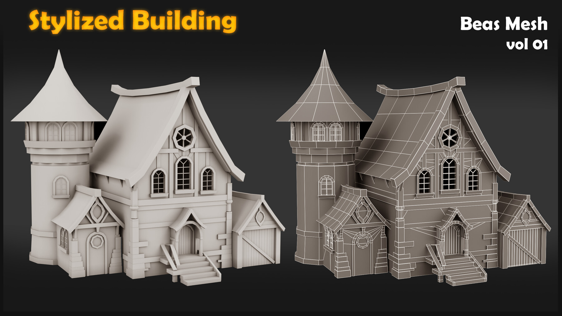 ArtStation - 9 Stylized Building-Base Mesh | Game Assets