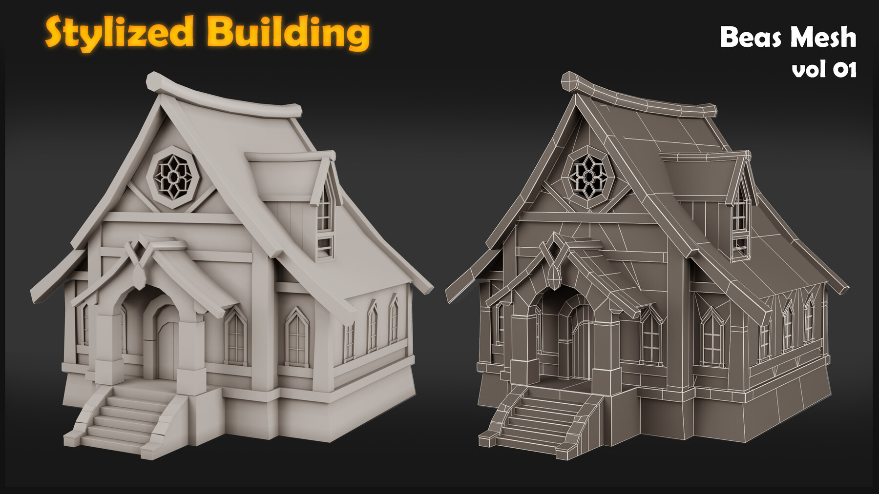 ArtStation - 9 Stylized Building-Base Mesh | Game Assets