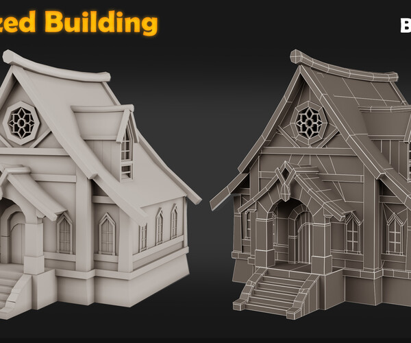 ArtStation - 9 Stylized Building-Base Mesh | Game Assets