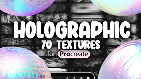 70 Procreate Holographic Textures | Abstract Procreate Seamless Pattern Brushes | Holographic Gradient Pattern