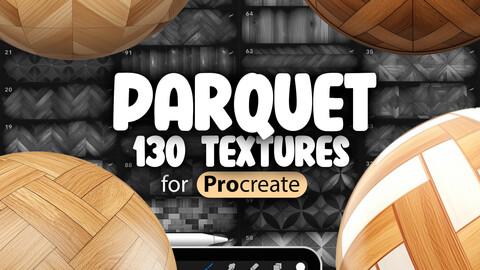 130 Procreate Parquet Textures | Classic Herringbone Procreate Seamless Pattern Brushes | Chevron Parquet Procreate | Versailles Parquet