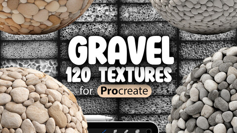 120 Procreate Gravel Textures | Stone Gravel Procreate Seamless Pattern Brushes | Natural Gravel Procreate Brush | Pebbledash Procreate