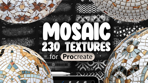 230 Procreate Mosaic Textures | Fresco Procreate Seamless Pattern Brushes | Mural Procreate texture Brush | Roman Mosaic Procreate