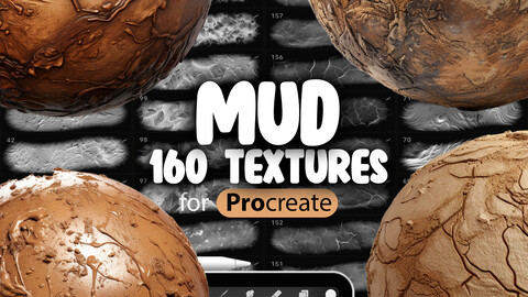 160 Procreate Mud Textures | Procreate Glossy Wet Mud Brush | Procreate Cracked Dry Mud Brush | Procreate Dusty Mud Surface Brush