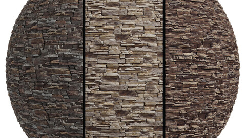 FB655 STACKED STONE(Eldorado stone) covering | 3MAT | 4k | seamless | PBR