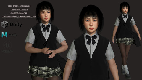 AAA 3D REALISTIC ASIAN GIRL CHARACTER - JAPANESE STUDENT / JAPANESE KIDS