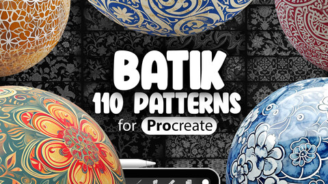 110 Procreate Batik Fabric Patterns | Procreate Tulis Batik | Procreate Cap Batik | Procreate Tambal Batik | Procreate Jogja Batik | Procreate Batik Fabric Brushes | Procreate Batik Cloth Brushes