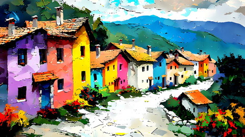 Digital painting, village neo style oil painting, concept art (HD Wallpapers)