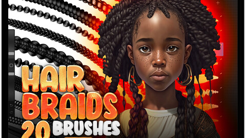 20 Procreate Hair Braids Brushes | Procreate Realistic Hair Brushes | Procreate Curly Hair Brushes | Procreate Afro Hair Brushes | Hairstyle Procreate Brushes | Procreate Hairstyles Brushes