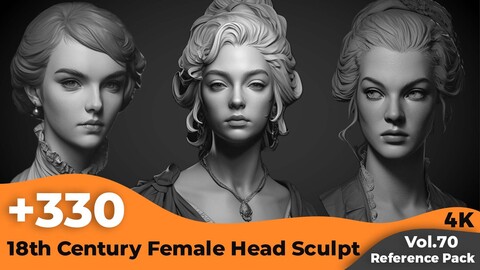 +330 18th Century Female Head Sculpt Reference(4k)