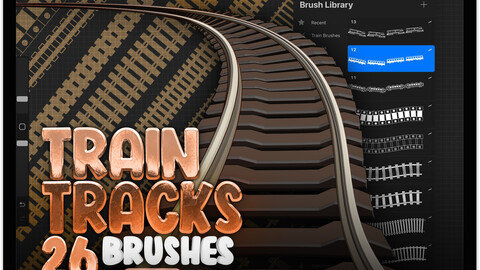 26 Procreate Train Track Brushes | Procreate Train Track Stamps | Procreate Tram Brushes | Procreate Underground Brushes | Procreate Subway Brushes