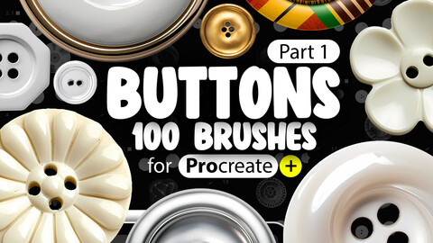 100 Procreate Buttons Brushes Part-1 | Procreate Vintage Button Brush | Procreate Fashion Button Stamps | Procreate Rivets Stamps for Denim