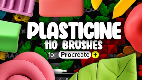 110 Procreate Plasticine Brushes | Procreate Plasticine Shapes Brush | Procreate Plasticine Flowers Brushes | Procreate Plasticine Figures