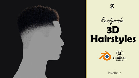 Hairstyle - Fade 002 (Hair for blender/ unreal engine / metahuman) Afro hair | Kinky hair | 4c Hair | African / African American Hair