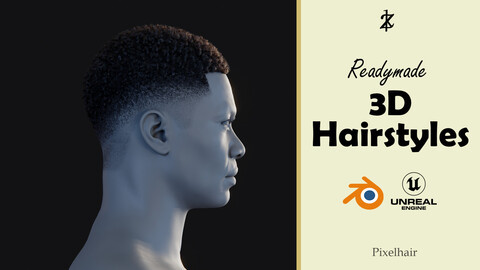 Hairstyle - Fade 001 (Hair for blender/ unreal engine / metahuman) Afro hair | Kinky hair | 4c Hair | African / African American Hair