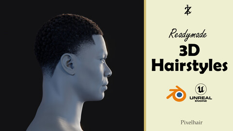 Hairstyle - Fade 003 (Hair for blender/ unreal engine / metahuman) Afro hair | Kinky hair | 4c Hair | African / African American Hair