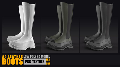 AQ Leather Boots Low-poly 3D model PBR Textures