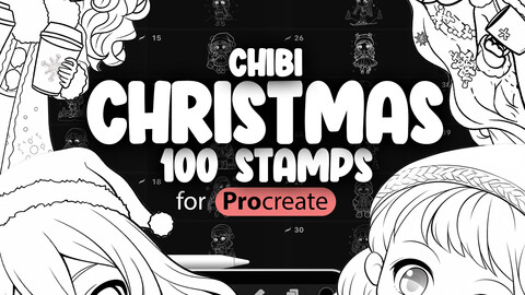 100 Procreate Chibi Christmas Girls Stamps | Procreate Chibi Characters Stamp | Procreate Winter Chibi Stamp Brushes | Procreate Chibi Kids |Procreate Cute Little Girls Brushes | Procreate Chibi Children Procreate