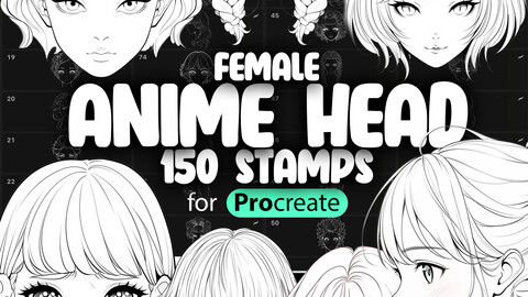 150 Procreate Anime Female Head Stamps | Procreate Anime Girls Head Stamp Brushes | Procreate Anime Women Head Stamp Brushes | Procreate Anime Girls Face Stamp Brushes | Procreate Female Face Brushes | Procreate Chibi Girls Brushes