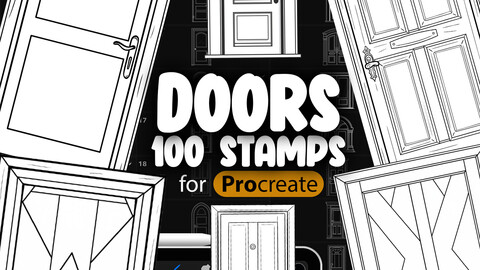 100 Procreate Door Stamps | Procreate Doors Brushes | Procreate Home Design Stamp Brush | Procreate Interior Stamps | Procreate Exterior Stamps | Architecture Procreate Brushes