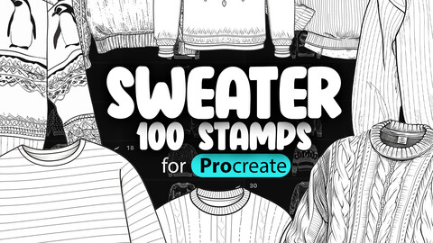 100 Procreate Sweater Stamp Brushes | Procreate Clothing Stamp Brushes | Procreate Clothes Stamp Brushes | Procreate Fashion Brushes | Procreate Winter Wearing Procreate