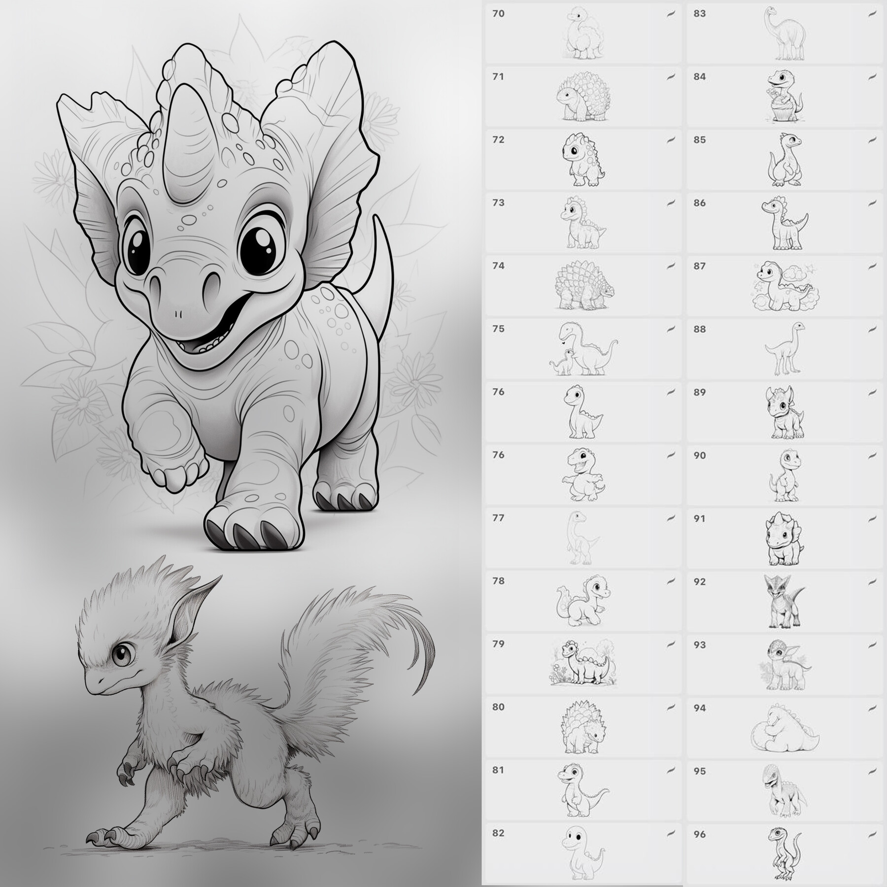 ArtStation - 150 Procreate Cute Dinosaurs Stamps Brushes | Procreate ...