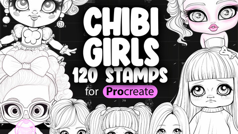 120 Procreate Cute Chibi Girls Stamp Brushes | Procreate Chibi Characters Stamps | Procreate Chibi Female Brush | Procreate Chibi Dolls Stamp | Procreate Anime Little Girls Stamp Brushes | Procreate Kawaii Girls Brushes | Procreate Chibi Child Brushes