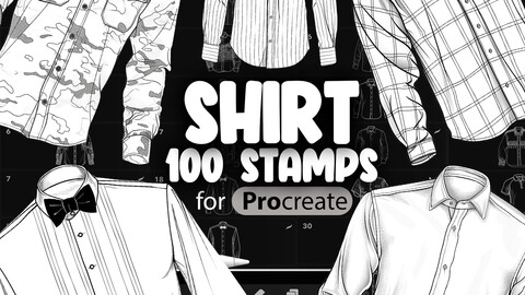 100 Procreate Shirts Stamp Brushes | Procreate Clothing Stamp Brushes | Procreate Fashion Stamp Brushes | Procreate Shirt Reference Brush | Procreate Fashion Stamp Brushes | Procreate Wearing Brushes | Procreate Garb Brushes