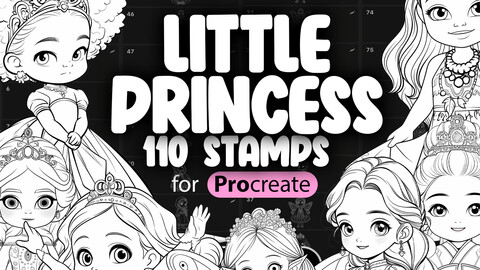 110 Procreate Little Princess Stamp Brushes | Procreate African Little Princess Brushes | Procreate Asian Little Princess Brushes | Procreate Fairy Princess Brushes | Procreate Fashion Little Girls Child Stamp Brushes | Procreate Girls Kids Brushes