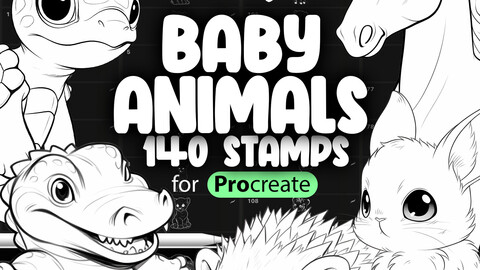 140 Procreate Baby Animals Stamp Brushes | Procreate Cute Animals Brushes | Procreate Forest Animals Brushes | Procreate Safari Animals Brushes | Procreate Woodland Animals Brushes | Procreate Sea Animals Brushes