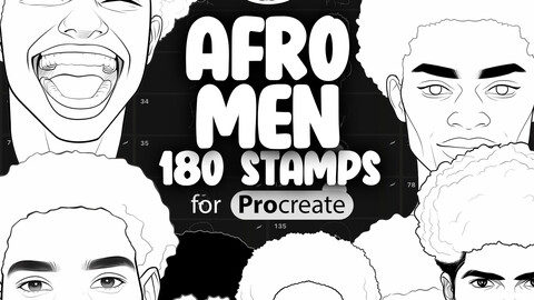 180 Procreate Afro Men Stamp Brushes | Procreate African-American Man Stamps | Procreate Black Man Stamp Brush | Procreate Afro Boy Stamps Brushes | Procreate Afro Prople Brushes | Procreate Black Person Procreate | Black People Procreate