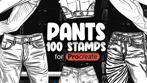 100 Procreate Women Pants Stamp Brushes | Procreate Fashion Stamp Brushes | Procreate Female Pants Brushes | Procreate Male Pants Brushes | Procreate Jeans Stamps | Procreate Clothes Brushes