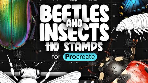 110 Procreate Beetles Stamp Brushes | Procreate Bugs Stamp Brushes | Procreate Insects Stamp Brushes | Procreate Butterfly Brushes