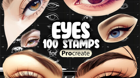 100 Procreate Eyes Stamp Brushes | Procreate Realistic Anime Eyes Stamps | Procreate Female Manga Eyes Brushes | Procreate Cartoon Eyes Stamps Brushes | Procreate Kawaii Brushes