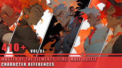 410+ Master of the Elements FIRE Male Outfit - Character References Vol.01