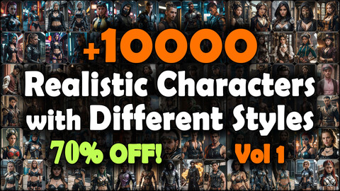 10000 Realistic Characters with Different Styles Reference Pack | SUPER MEGA Bundle | 4K | v.1