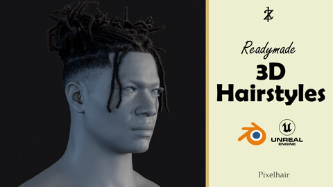 Hairstyle - Dreads/Fade 010 (Hair for blender/ unreal engine / metahuman) Afro hair | Kinky hair | 4c Hair | African / African American Hair