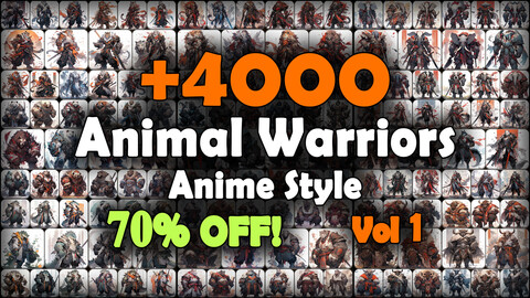 4000 Anime Animal Warriors (Full Body) Reference Pack | MEGA Bundle | 4K | v.1