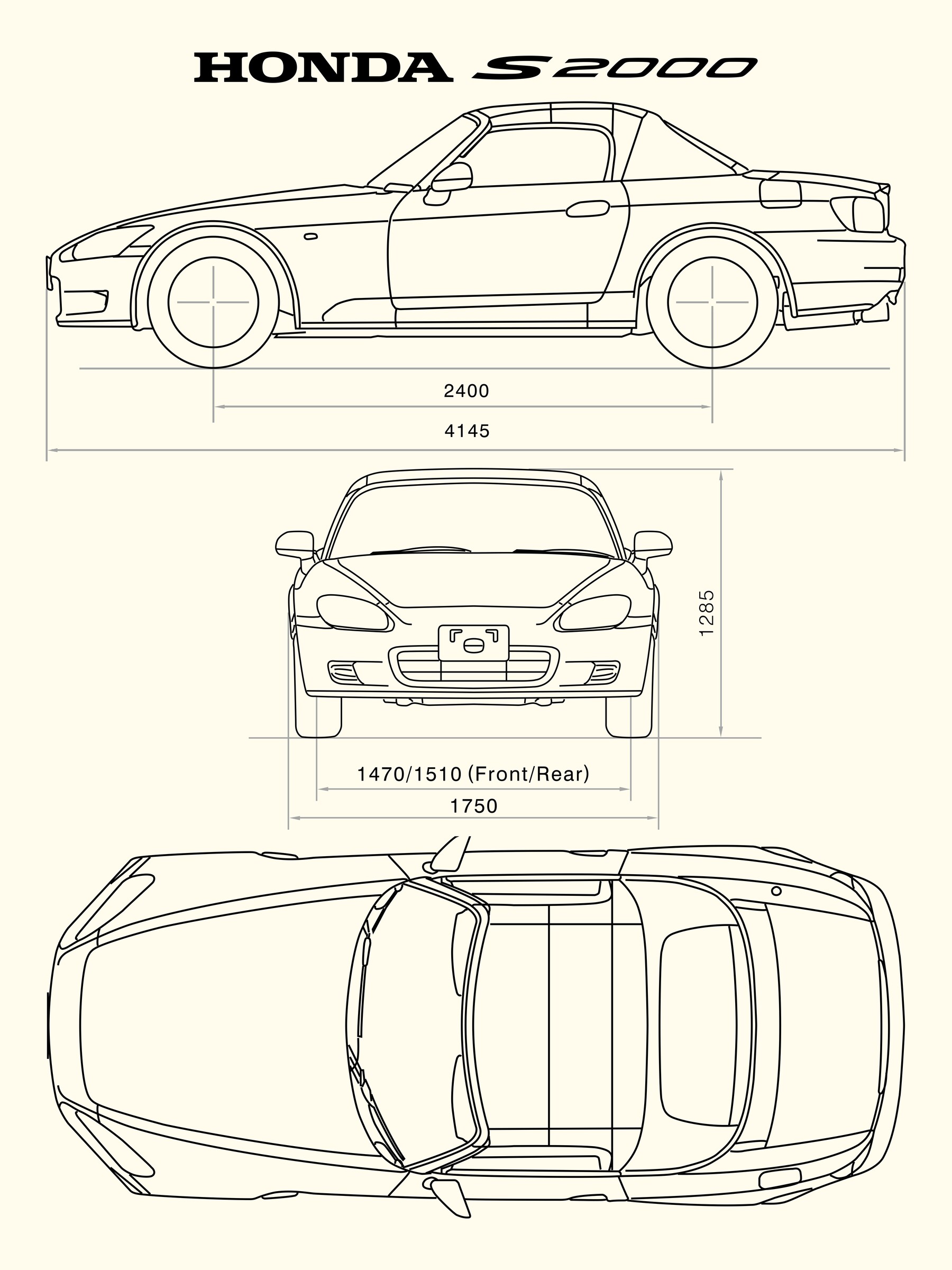 ArtStation - Honda S2000 2005 car blueprint | Artworks