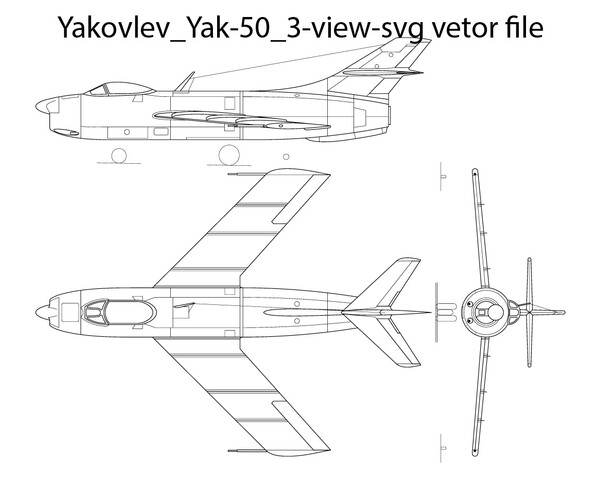 ArtStation - Yakovlev Yak 50, 3 view, vector file, helicopter, fighter ...